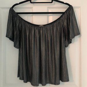 Off the Shoulder Silver Flow Top